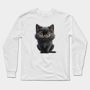 Cat Kitten Cute Adorable Humorous Illustration Long Sleeve T-Shirt